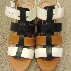 Cole Haan Josie Fisherman Sandal 6.5 (black, ivory, pecan)